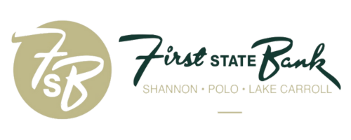 The logo for First State Bank.