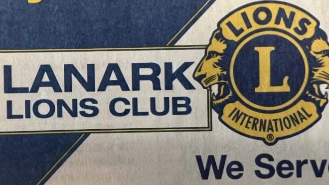 A logo for Lanark Lions Club.