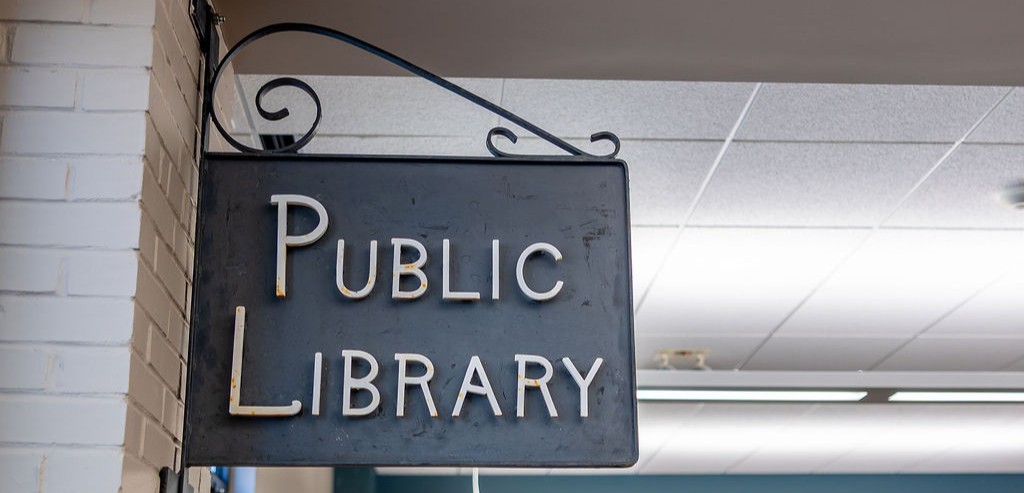 Public library sign.