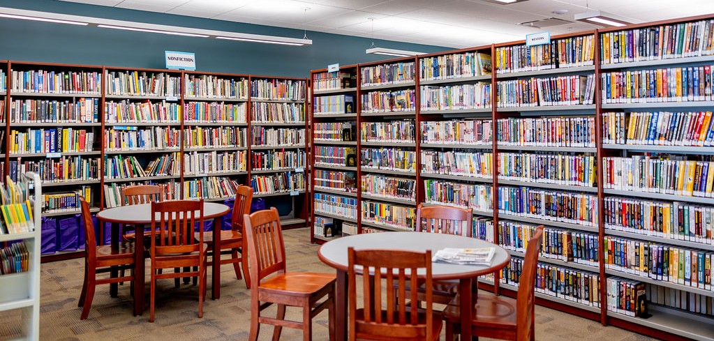 Library with chairs.